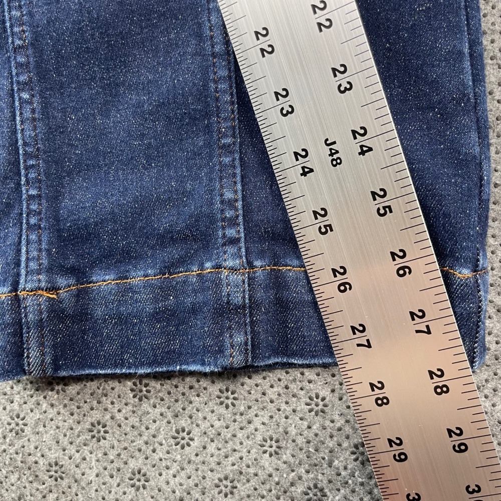 Pilcro Anthropologie Dark Wash Seam Detail Flare Jeans Size 31 Indigo Wide Leg - Picture 10 of 13